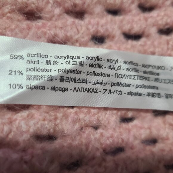 ZARA WOMEN CHUNKY KNIT YELLOW PINK RHINESTONE BUTTON CARDIGAN SWEATER SZ MED - Picture 2 of 11